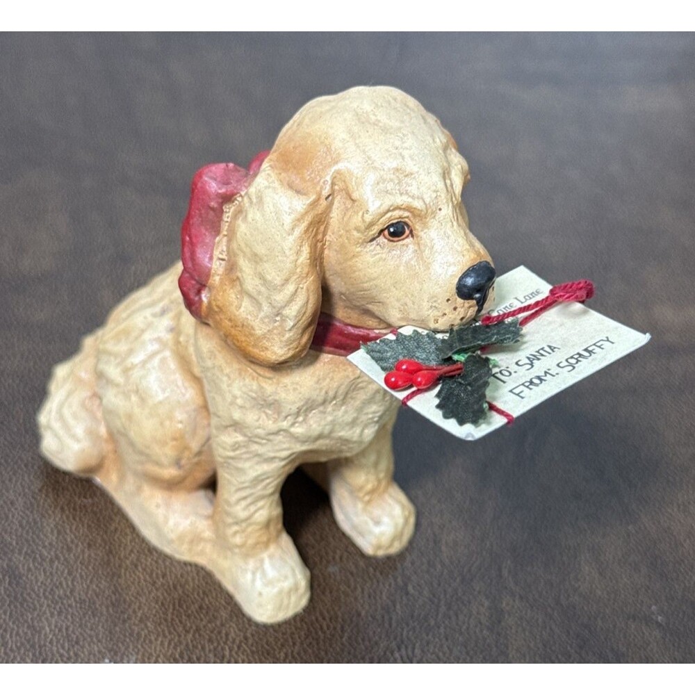 BETHANY LOWE Golden Retriever Scruffy Christmas Santa Letter Figurine 4"